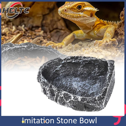 Imitation Stone Bowl Reptile Pet Feeding And Water Bowls Safe And Durable Ideal For Bearded Dragons And Other Small Reptiles