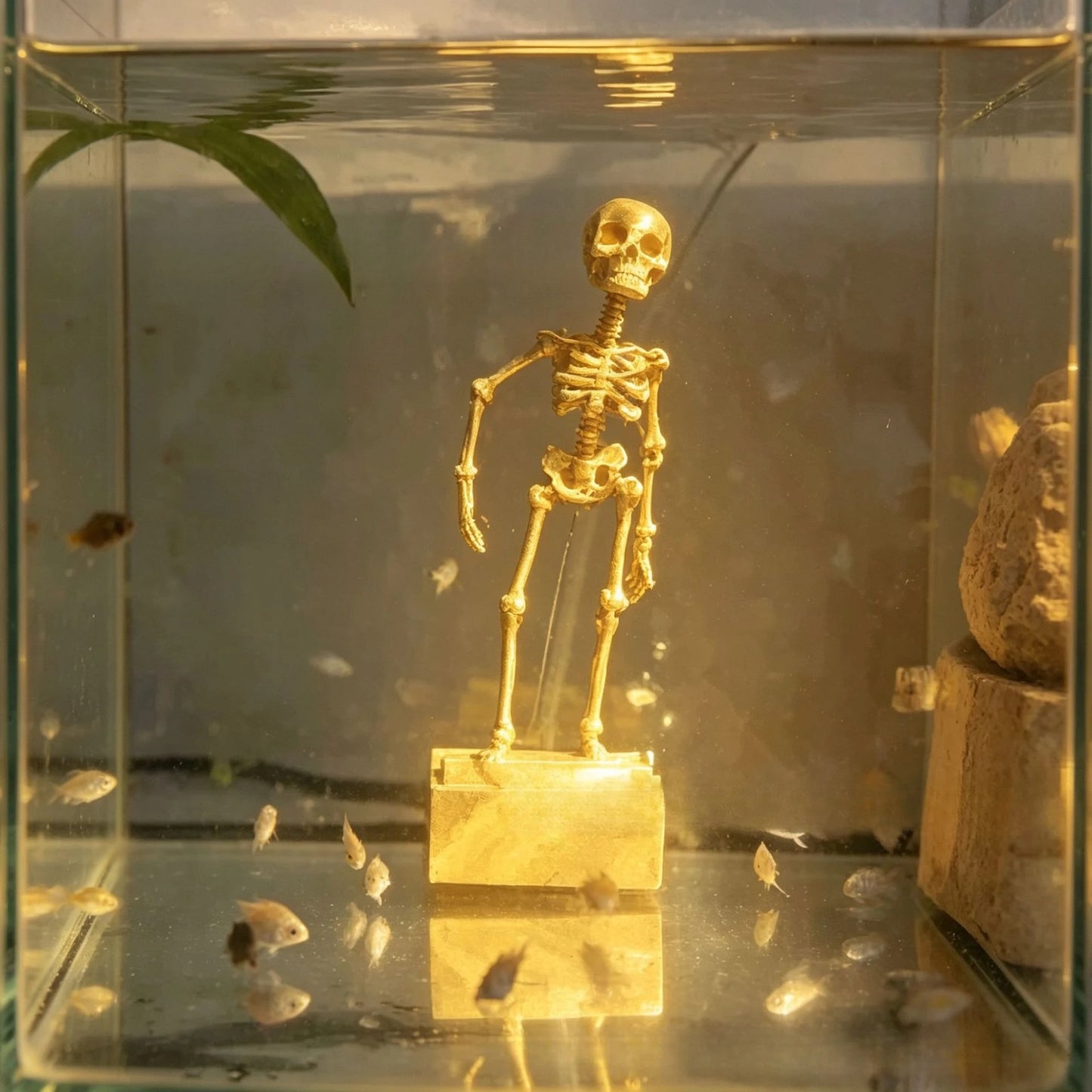 Realistic Dancing Skeleton Aquarium Air Bubbler, Decorative Fish Tank Ornament Equipped with Air Hose