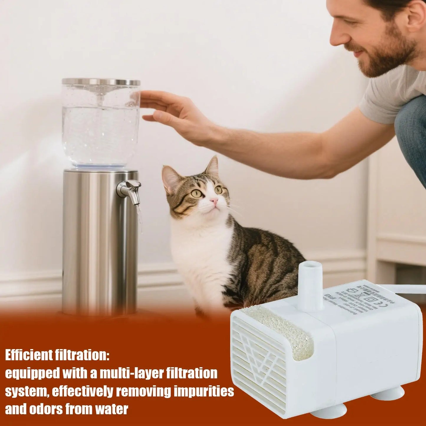 Pet fountain Motor Submersible Pump Silent USB Cat Water Fountain Quiet Feeding Supplies for Pet Drinking Dispenser replacement