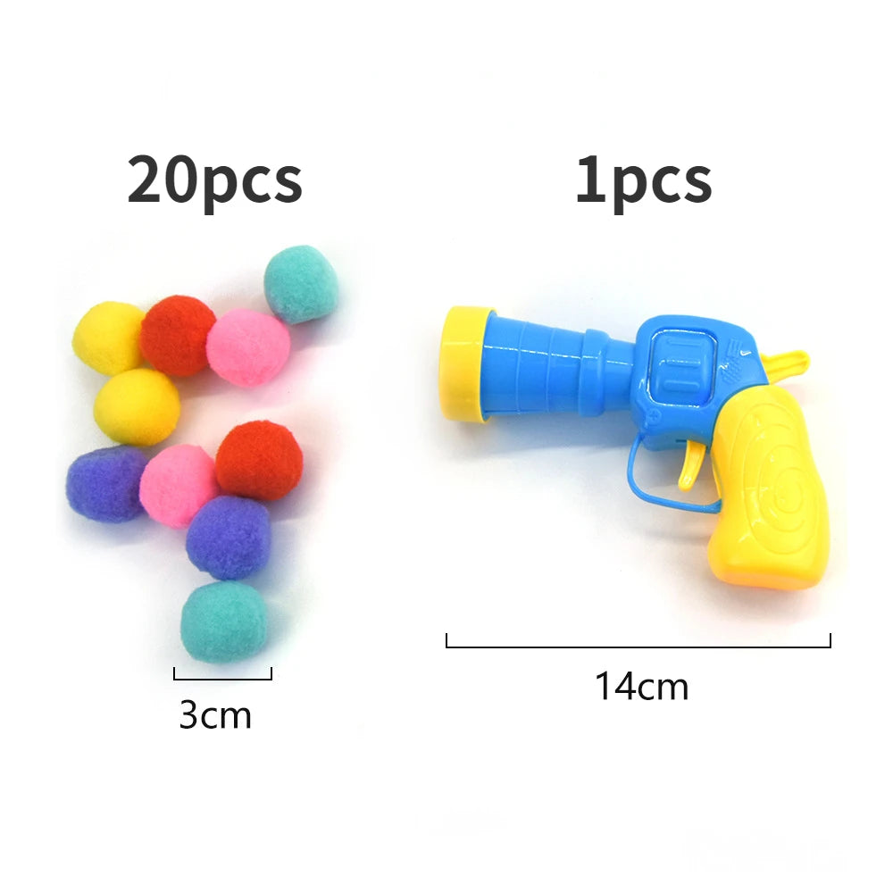 Plush Ball Shooting Gun Cat Toys Interactive Kittens Mini Pompoms Launcher Games Pet Accessories Supplies Indoor Cats Self Play