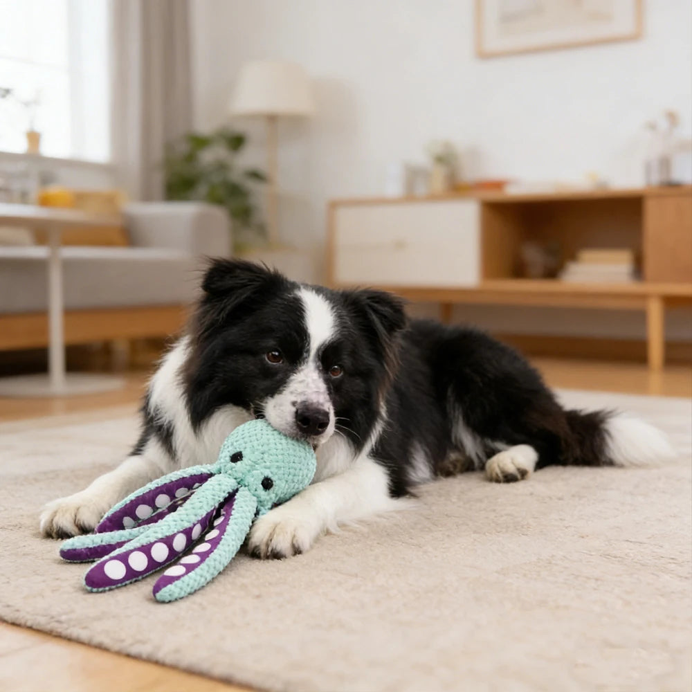 Dog Squeak Toy Teeth Grinding Bite Resistant Octopus Pet Plush Toy Boredom Companion Puppy Toy Dog Toys