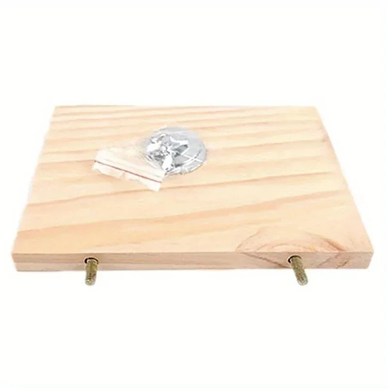 Woodland Friends Wooden Hamster Stand Board Perch For Cage Sturdy Natural Wood Platform Play Space