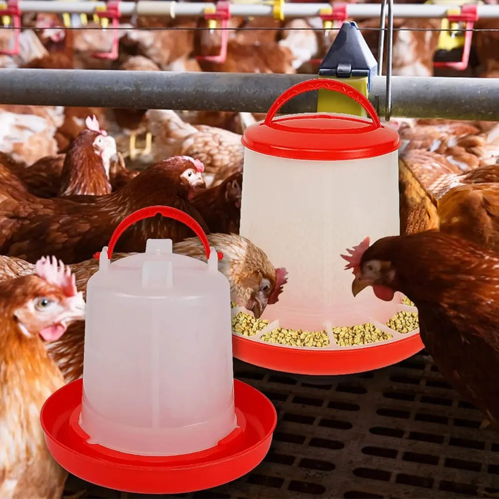 3kg+3L Poultry Feeder And Waterer Water Food Dispenser Automatic Chicken Birds Chick Waterer Feeding Bucket Container Supply