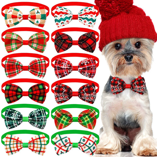 50/100PCS Small Dog Cat Bowties For Christmas Dog Bows Dog Christmas Grooming Pet Dog Puppy Bow Tie Neckties For Dogs Supplies