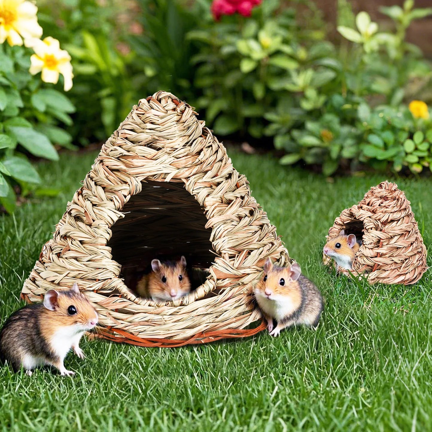 Hamster House Handmade Straw Cage Golden Bear Guinea Pig Hammock Basket Hamster Cage Small Pet Nest Bed Small Pet Supplies