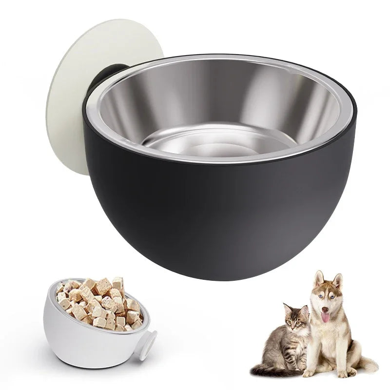 Stainless Steel Wall Mount Dog Bowl Anti Spill Magnetic Elevated Pet Food Bowl Fixed Mounted Cat Bowl Dishwasher Safe Hot Item