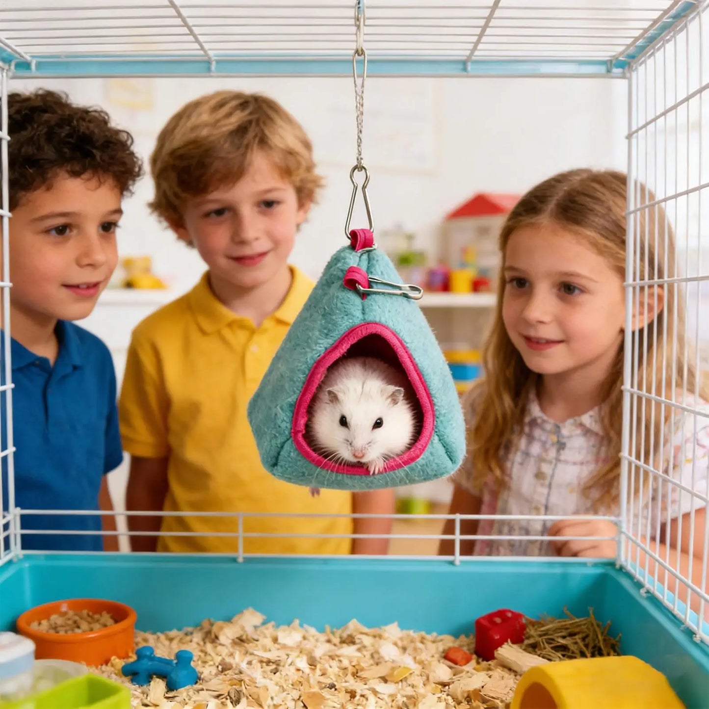 Hamster Hammock Warm Semi-Enclosed Scratch-Resistant Hamster Cage Hanger Bed for Resting Playing Sleeping Balcony Classroom