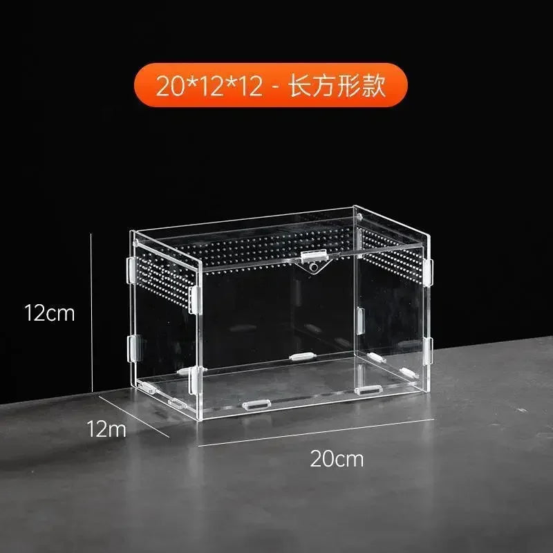 Reptile Terrarium Habitat Breeding Box Acrylic Transparent Reptiles Cage Nano Arboreal Tarantula Enclosure Dearded Dragon 파충류