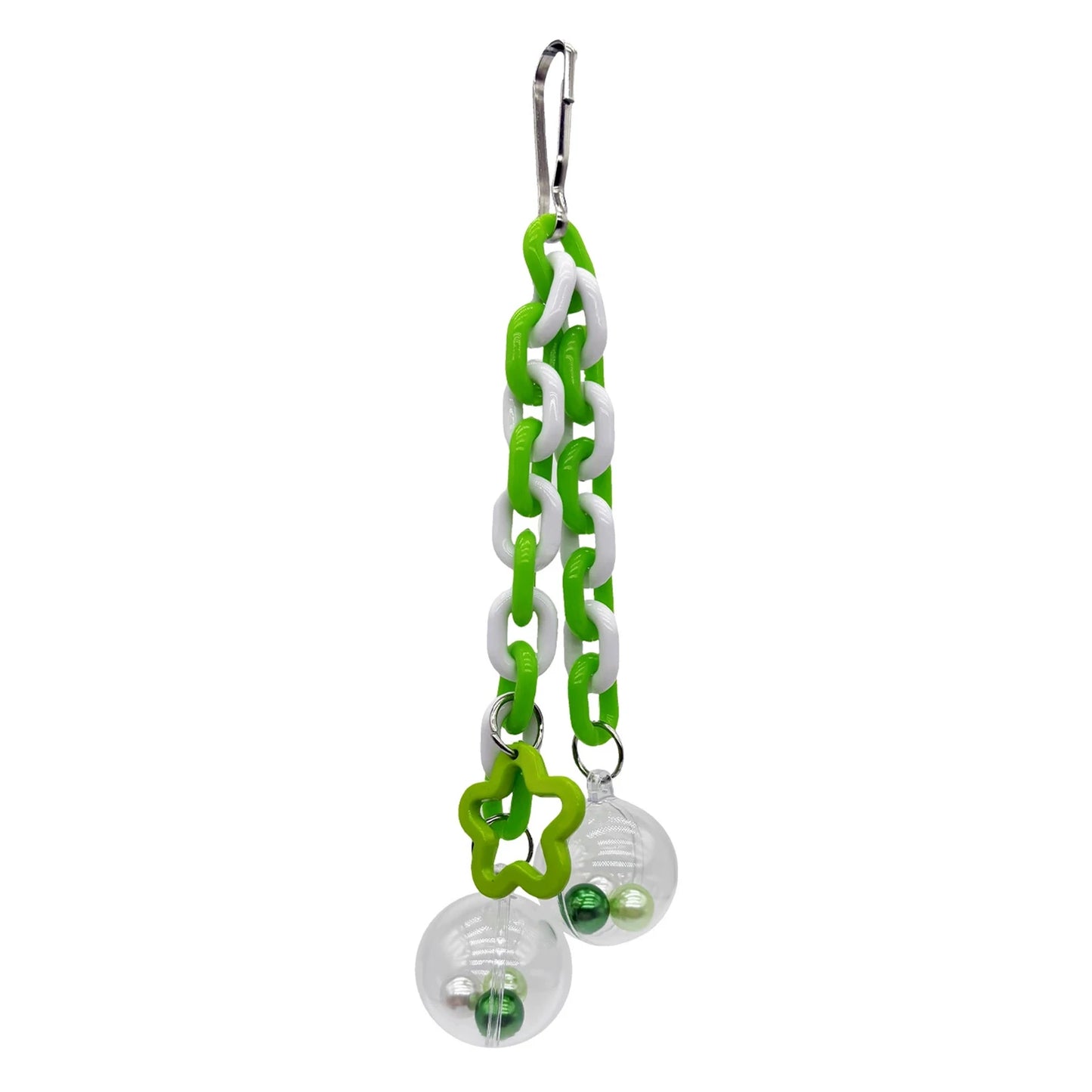 Parrot Toy With Colorful Bead Hanging Ball Transparent Chewable Climbing Accessory For Bird Cage Small Pet Bird Interactive Play