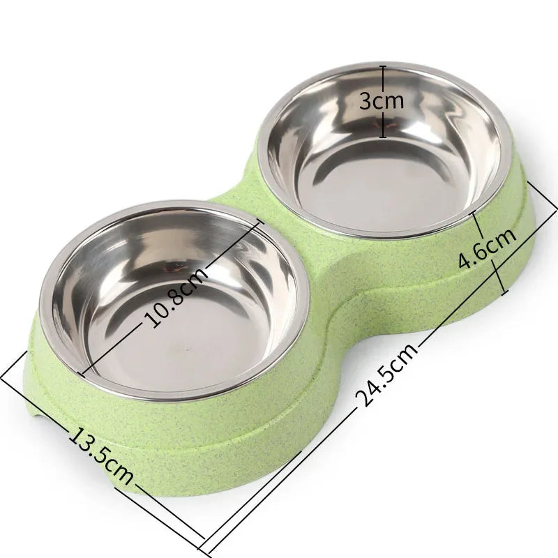Stainless Steel Feeding Supplies for Cats and Puppies Dual Pet Bowl Dog Food Water Dispenser Pet Water Dispenser Dog Accessories