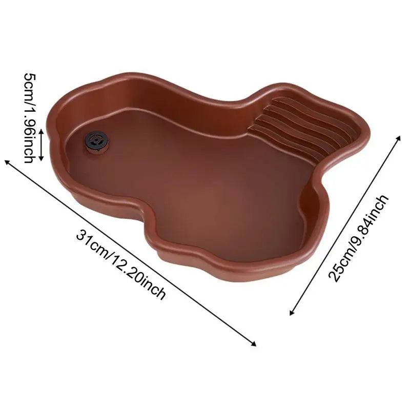 Turtle Feeding Dish Reptile Bathing Pool With Ramp And Basking terrace Aquarium Ornament For Turtle, Bearded Dragon ﻿