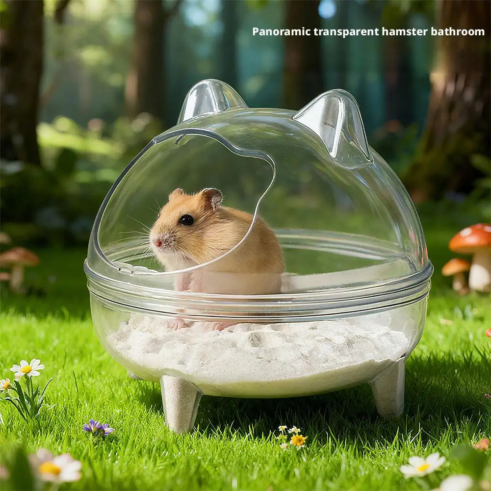 Hamster Toilet Chinchilla Bath House Golden Bear Bathroom Fully Transparent Field Of View Anti-spill for Gerbil Other Small Hams