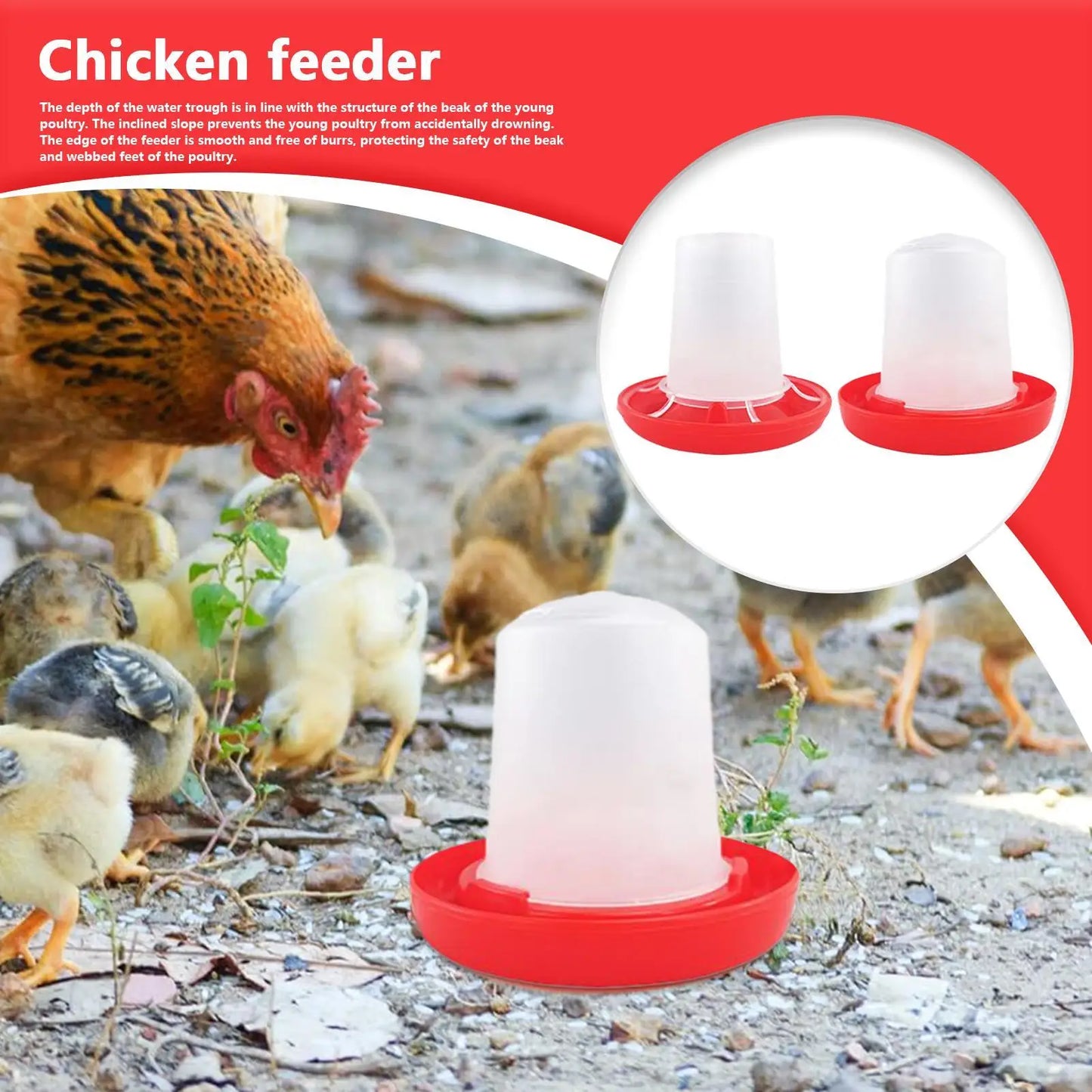 Automatic Chicken Waterer Chicken Feed funnel Poultry Feeding Equipment Bird Food Canisters For Farm Pet Outdoor Barn Family