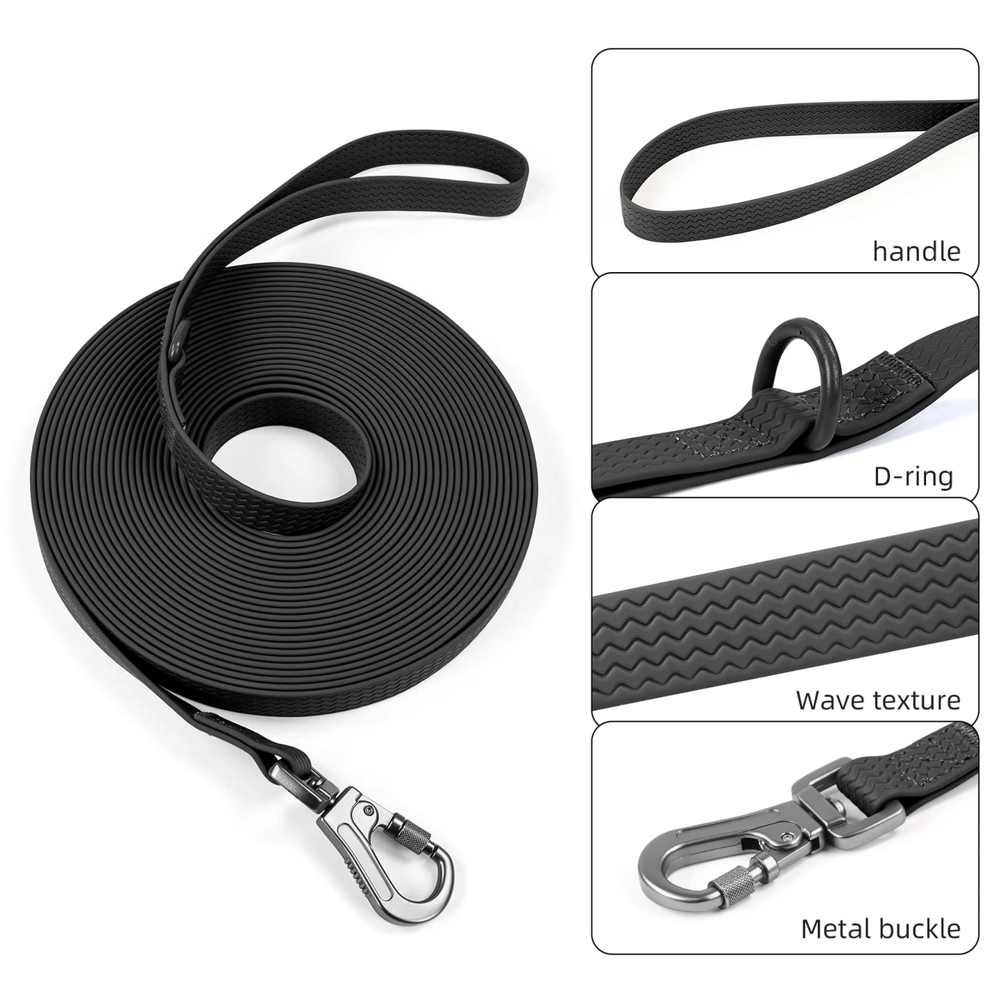 1.8M 3M 5M 10M PVC Heavy Duty Long Dog Leash for Large Medium Dogs Waterproof Easy Clean Strong Durable Running Training Leash