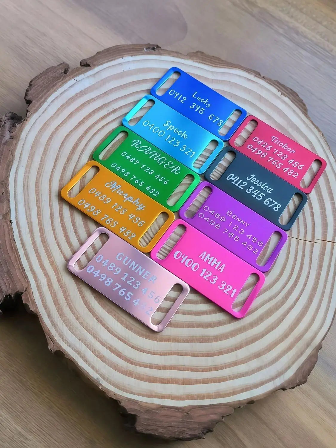 Custom Engraved Aluminum Dog ID Tag - Personalized Pet Collar Tag with Name & Phone Number