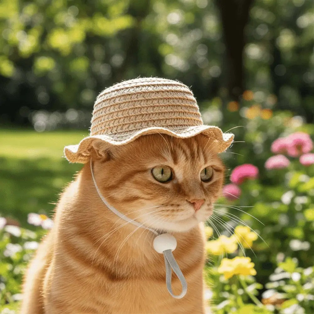 Pet Supplies Adjustable Pet Straw Hat Breathable Weaving Dog Fisherman Hat Wide Brim Pet Sunshade Hat Walking Hiking