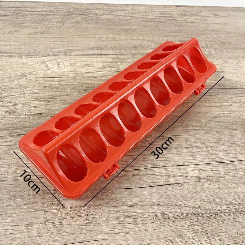 Flip Top Poultry Feeder, Plastic Chicken Feeder Trough Multi-Hole Poultry Feeding Tray No Mess No Waste Chick Feeding Dispenser