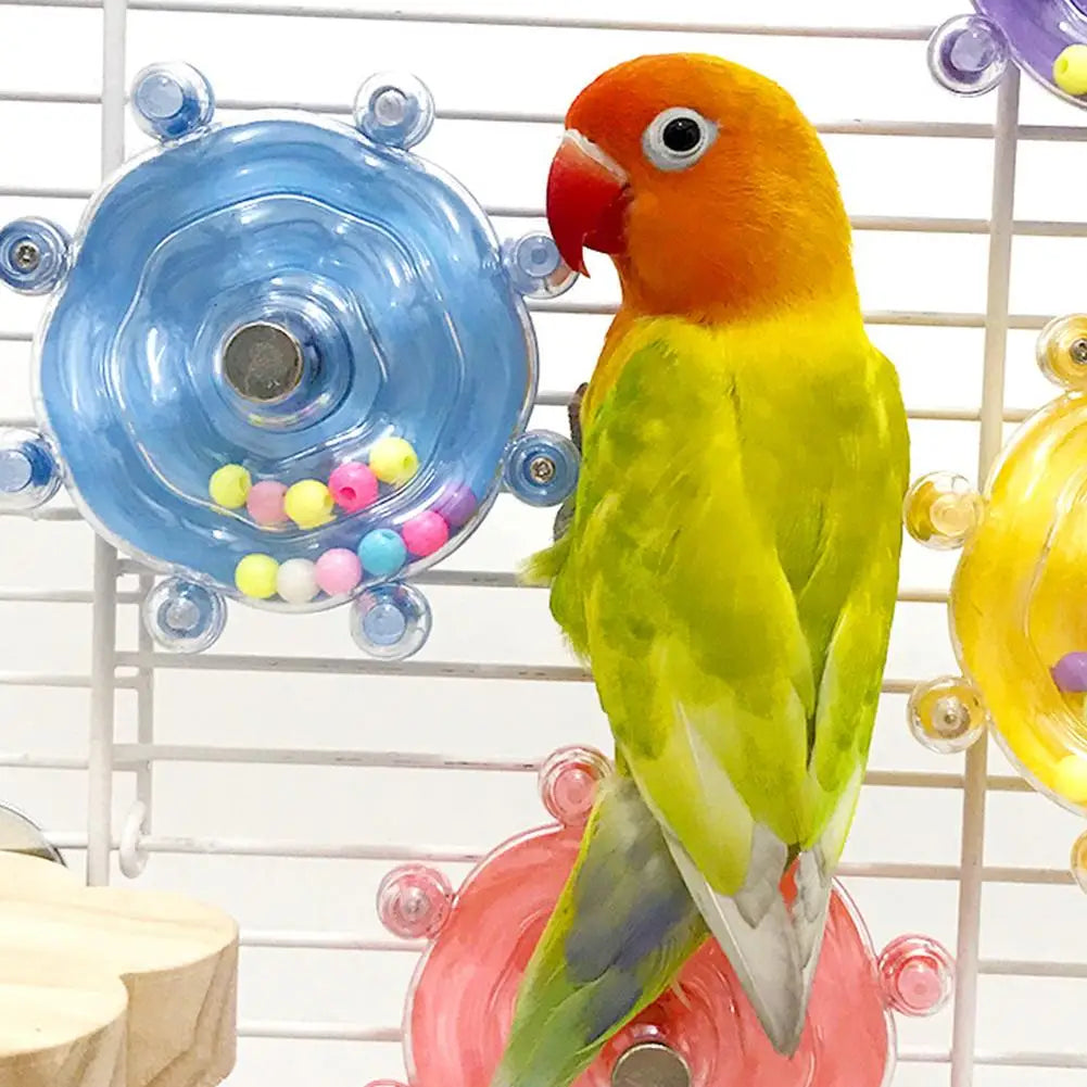 Parrot Toy Interactive Bird Cage Toy for Parrots Rotating Treat Dispenser for Mental Stimulation and Entertainment