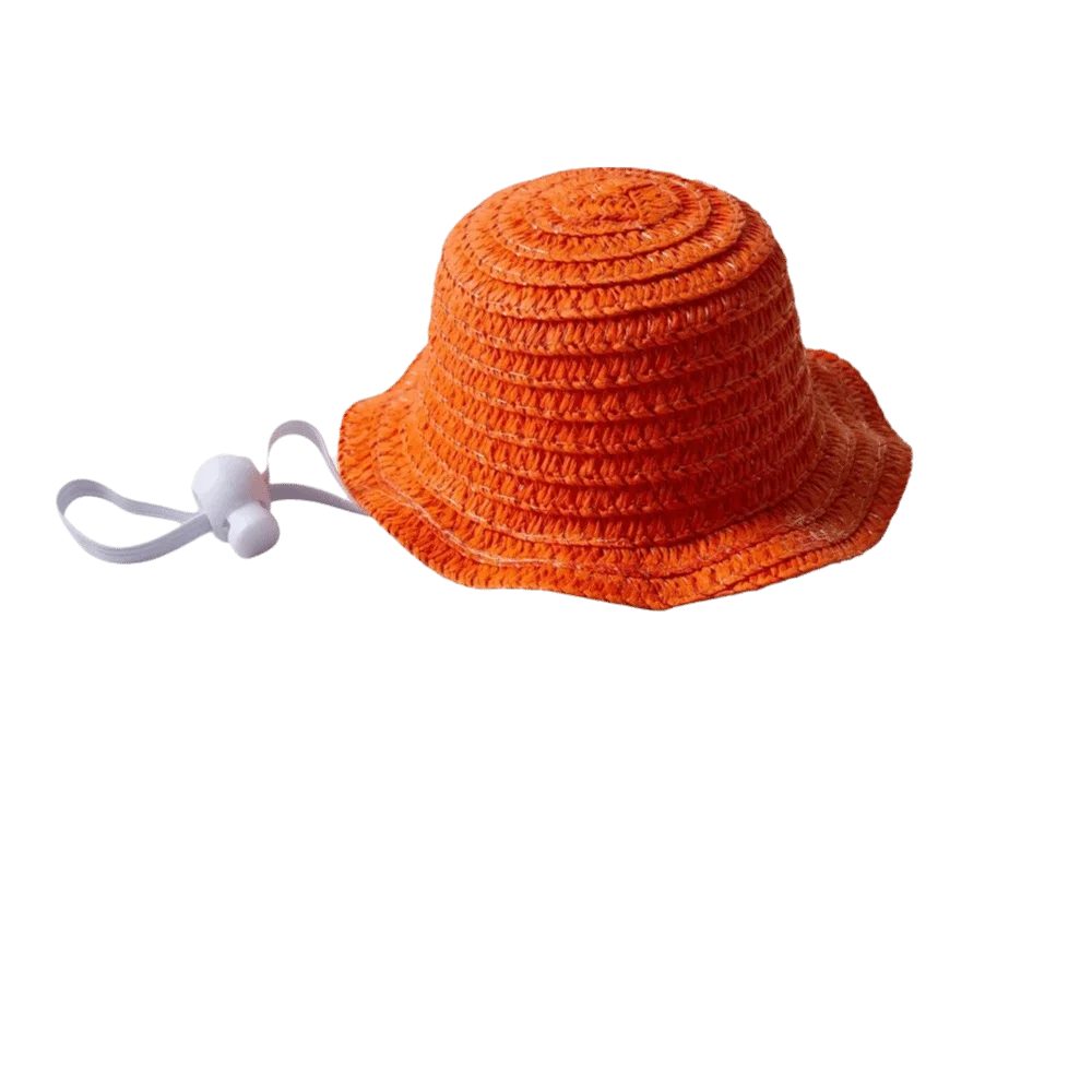 Pet Supplies Adjustable Pet Straw Hat Breathable Weaving Dog Fisherman Hat Wide Brim Pet Sunshade Hat Walking Hiking