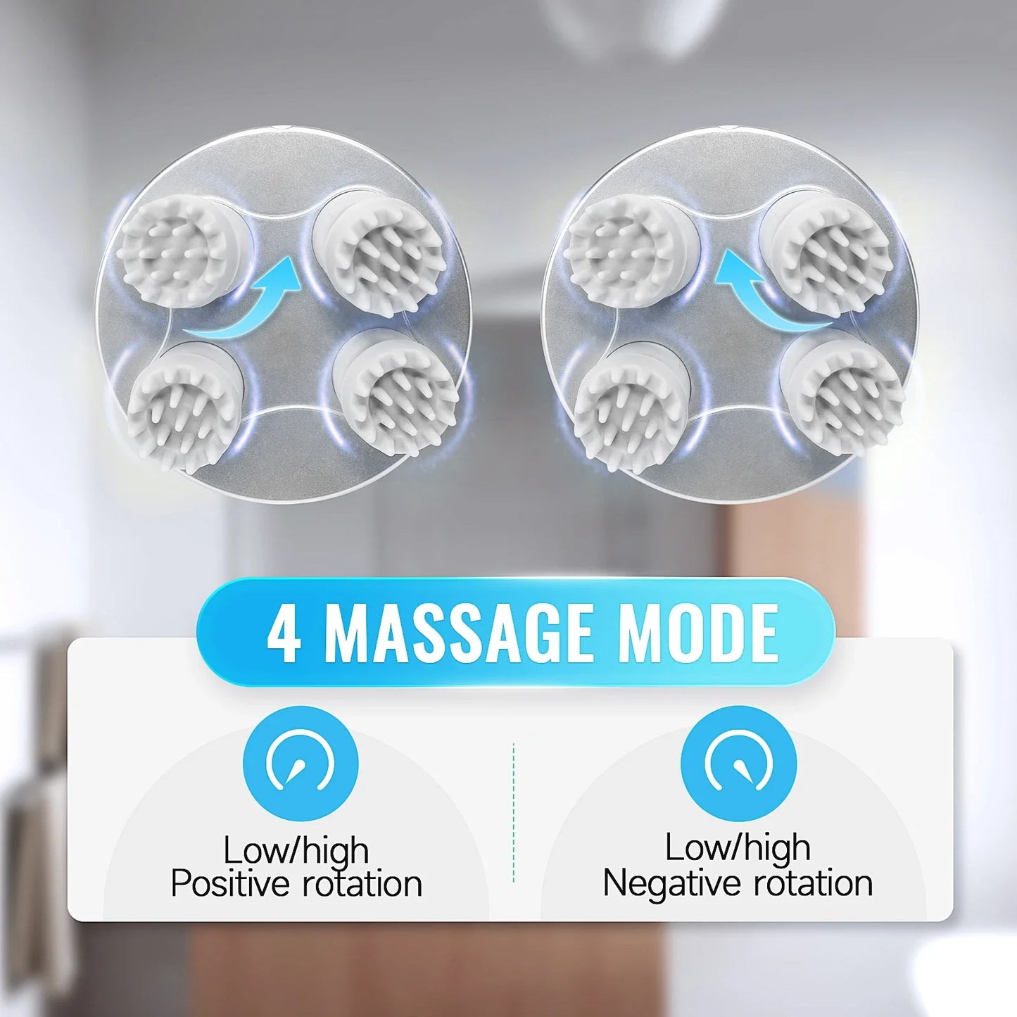 Electric Head Scalp Massager Body Massage Neck Deep Tissue 4 Kneading for Hair Growth Wireless Stress Relax and Cat Pet Claw