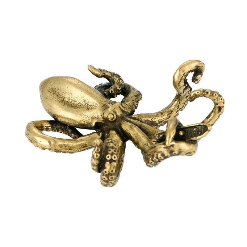 Brass Retro Octopus Cuttlefish Creative Marine Organism Office Desktop Ornament Accessories Small Tea Pet  Souvenir Gifts