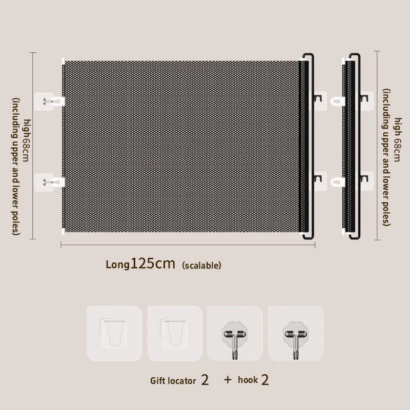 Indoor Retractable Staircase Door Sill Without Drilling Anti Cat Running Jumping Pet Fence Baffle For Doorways Corridors Stairs