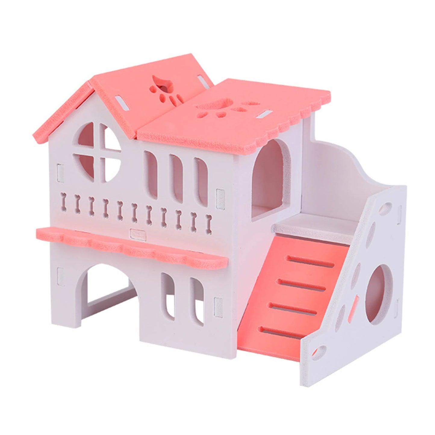 PetNest Two Layer Hamster House With Ladder - Plastic Hideout For Small Pets Perfect Toy Habitat