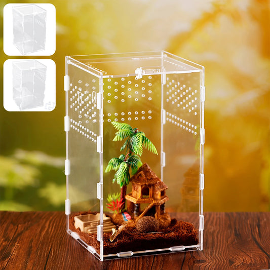 Reptile Feeding Box Acrylic Transparent Terrarium Habitat Insect Spider Lizard Scorpion Bearded Dragon Breeding Arboreal Cage