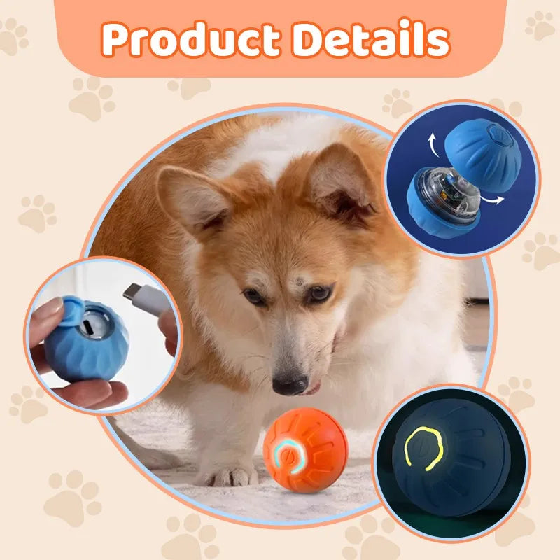 Electric Smart Pet Toy Ball Interactive Game Gravity Sensor Automatic Bouncing Bite-resistant Light Rechargeable LED Cat Dog Toy