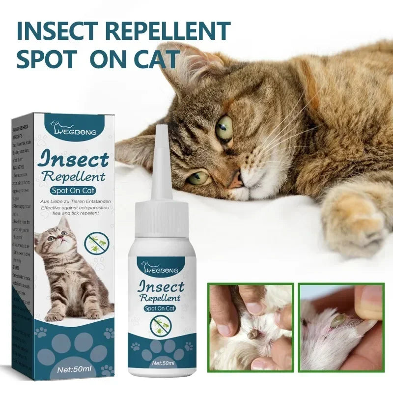 50ml Pet Anti Flea Tick Agent for Cats, Dogs, and Dogs. Extracorporeal Deworming Skin Cleaning Agent for Lice, Ticks, and Ticks