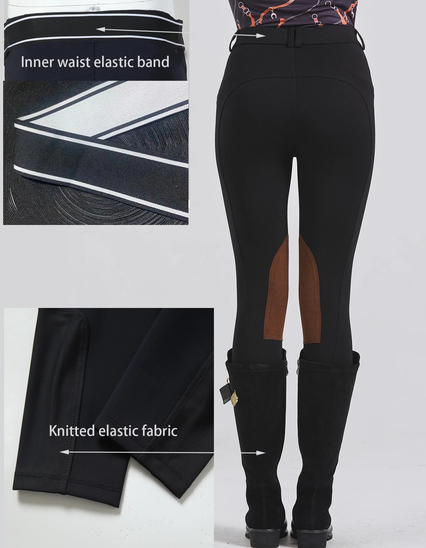 Title (SEO, ≤40 chars): Half Leather Equestrian Pants Anti Slip