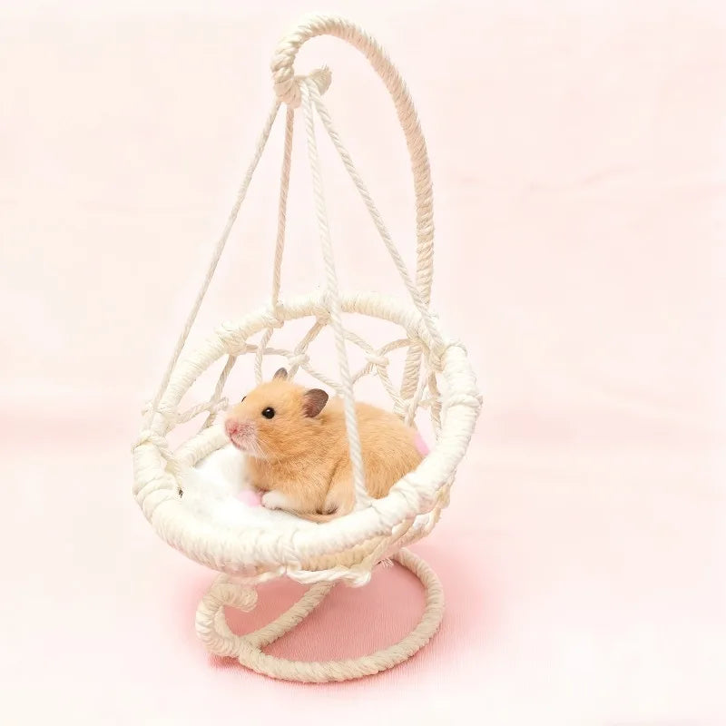 Hamster Swing Hammock Durable Hanging Cage Accessory with Soft Cushions And Small Pillows No Assembly Required Suitable Gerbils