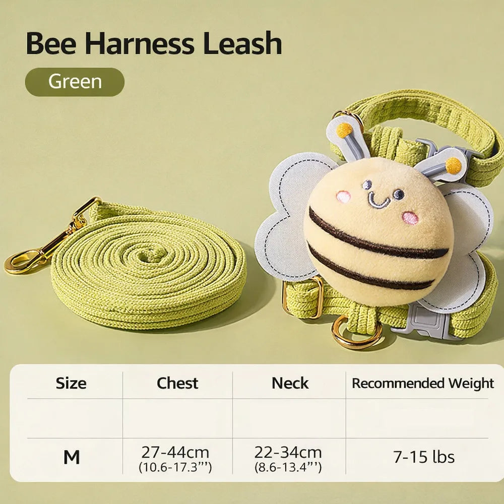 Pet Supplies Cartoon Bee Cat Harness Portable Adjustable Dog Harness Breast Back Harness Leash Set Pet Walking