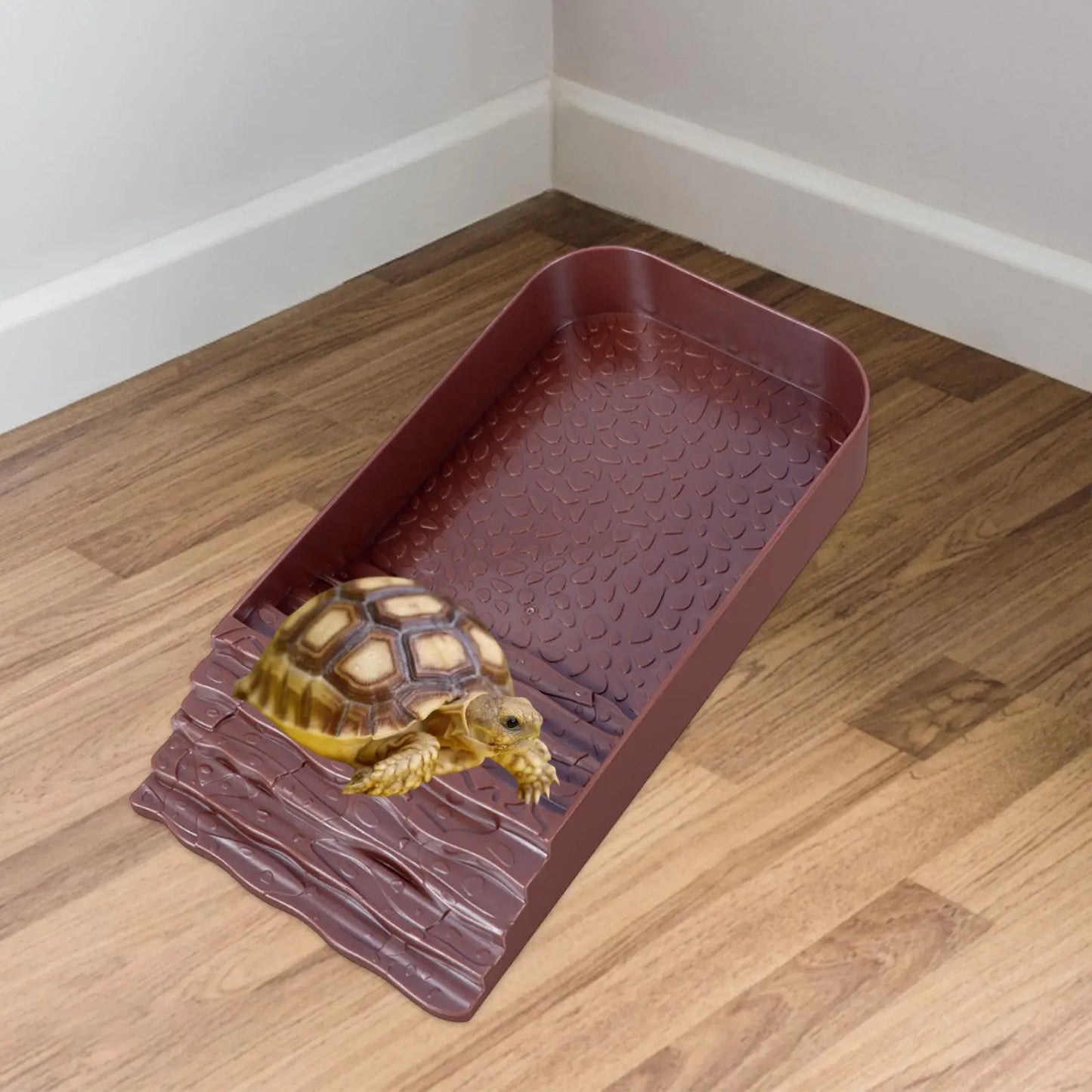 Reptile Feeding Bowl with Ramp Tortoise Food Dish Basking Platform Amphibians Water Food Bowls for Tortoise Bearded Dragon