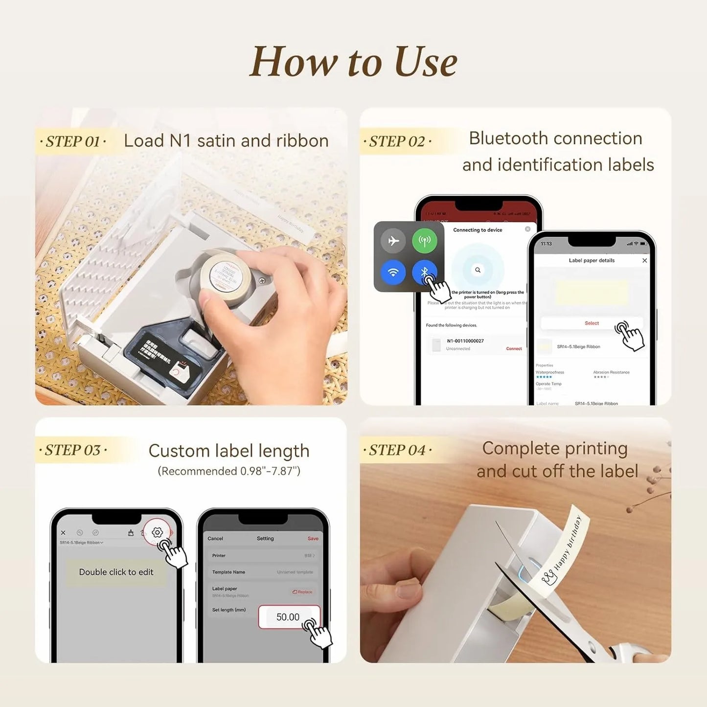 Niimbot N1 Mini Thermal Transfer Label Sticker Printer B18 Label Maker With Ribbon PET Papers For Jewelry Store Cable Cosmetics