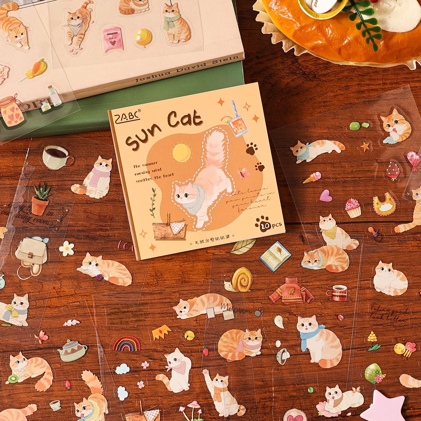 20sheets Kawaii PET die-cutting sticker book Fun cat and dog cartoon stickers DIY diary scrapbook Cute stationery stickers