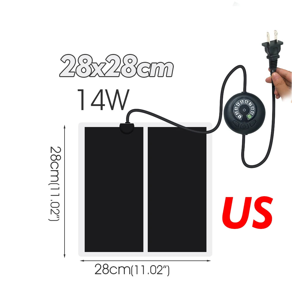 EU/US/UK/AU Farm Reptiles Heating Mat with Temperature Controller forTerrarium Climbing Pet Warm Heat Pad 7-Levels 2/4/8H Timing