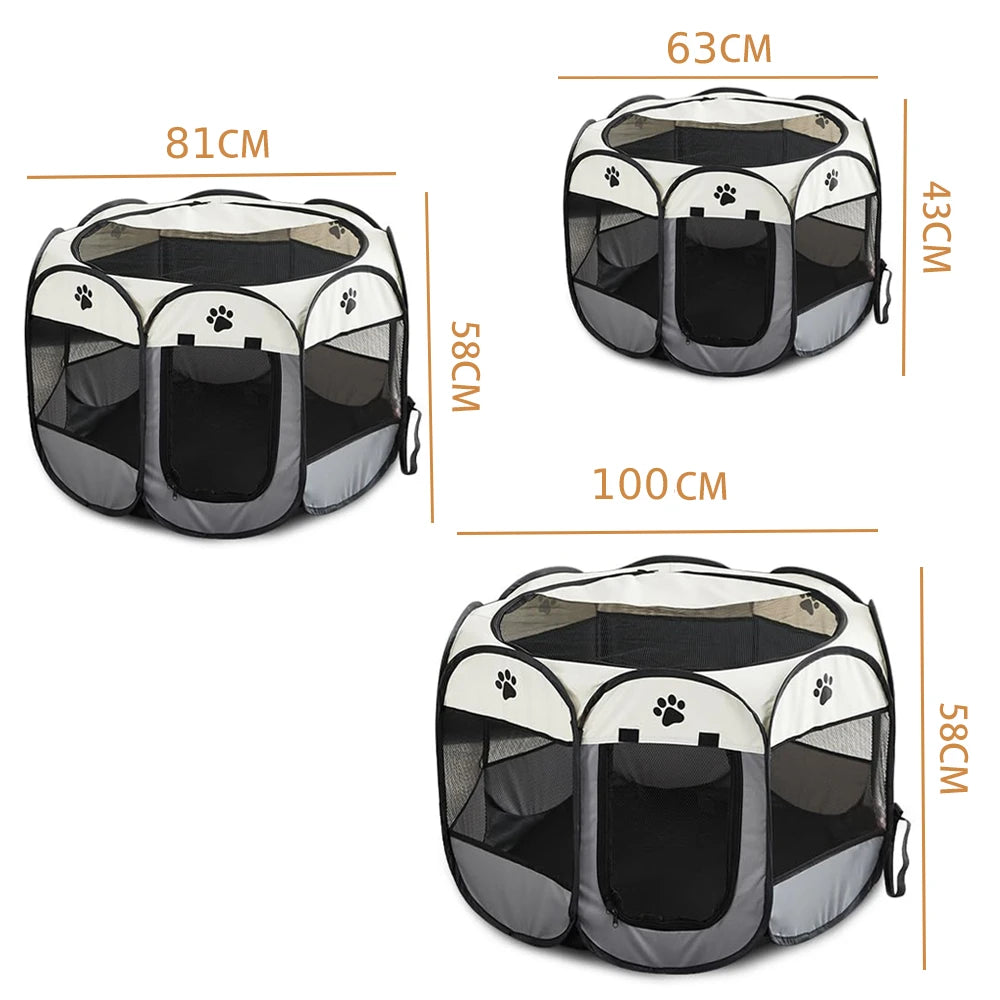 Foldable Pet Tent Kennel Cat Delivery Room Octagonal Fence Puppy Shelter Detachable Pet Tent Outdoor Cat Cage Dog Fences