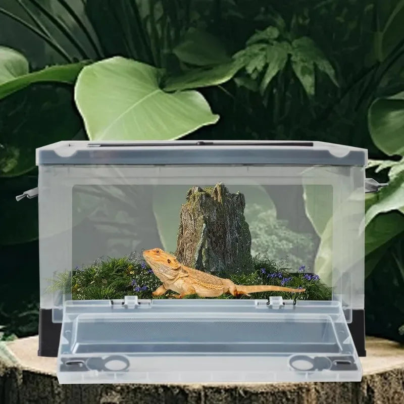 Transparent Reptile Breeding Enclosure Cage For Amphibians Bearded Dragon Plastic Feeding Box Habitat Box For Lizard