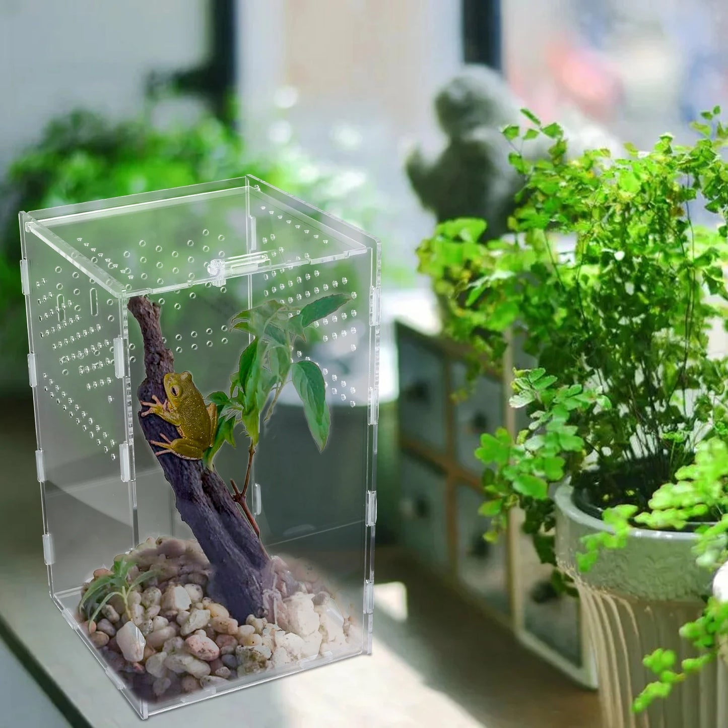 Reptiles Terrarium Enclosure Acrylic Reptile Habitat Terrarium Breeding Box Transparent Spider Scorpion Bearded Dragon Habitat