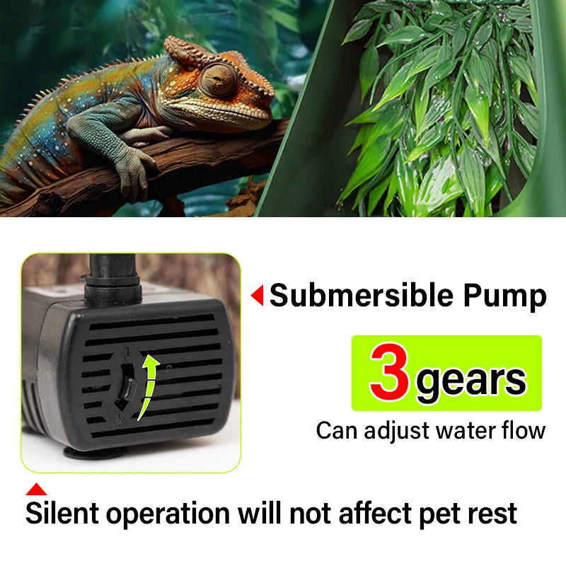 Automatic Water Dispenser Reptile Pet Water Filter Drinking Feeder Fountain for Amphibians Insects Lizards Turtles Frogs