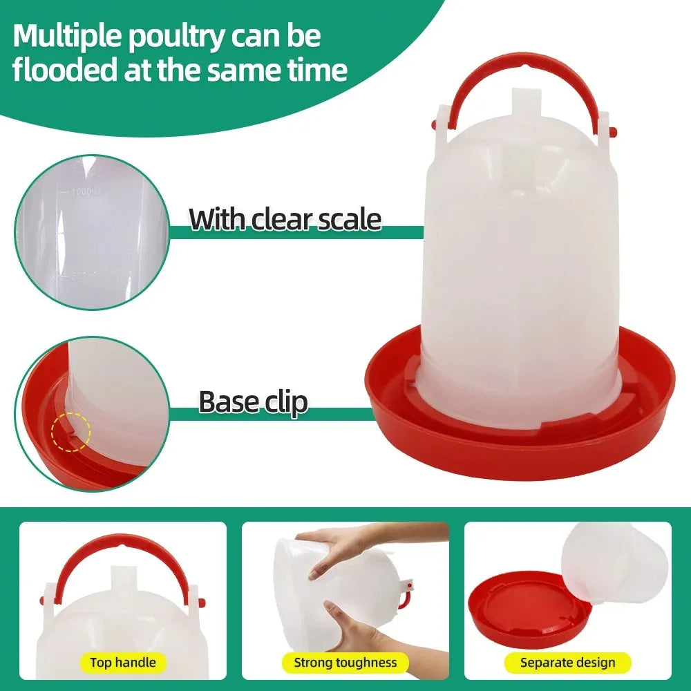 3kg+3L Poultry Feeder And Waterer Water Food Dispenser Automatic Chicken Birds Chick Waterer Feeding Bucket Container Supply
