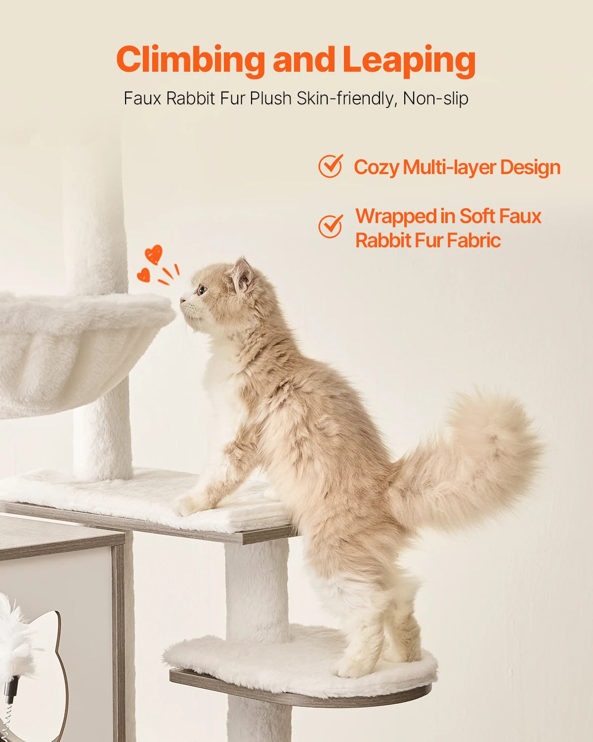 VEVOR Large Cat Tree with Litter Box Enclosure Multi-level Cat Condo Furniture with Sisal Scratching Post Hammock for Indoor Cat