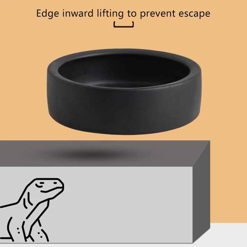 Reptile Food Bowl Anti-Escape Ceramic Feeder Dish Black White Reptile Water Bowl For Hermit Crab Gecko Chameleon Corn Snake