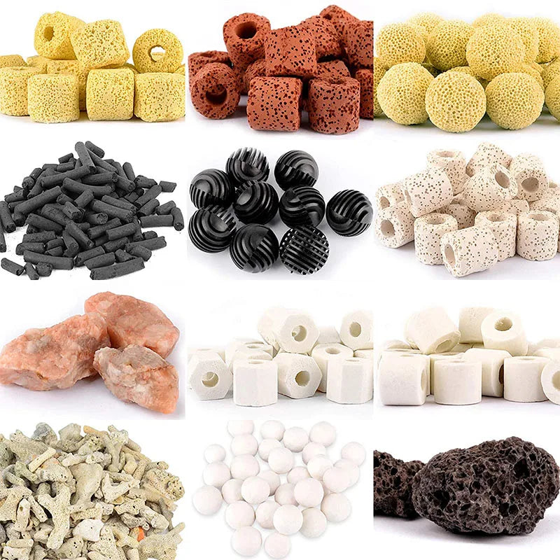 Aquarium Fish Tank Filter Media, Ceramic Rings, Activated Carbon Bio Balls, Clear Water with Free Filter Net Bag, 12 in 1