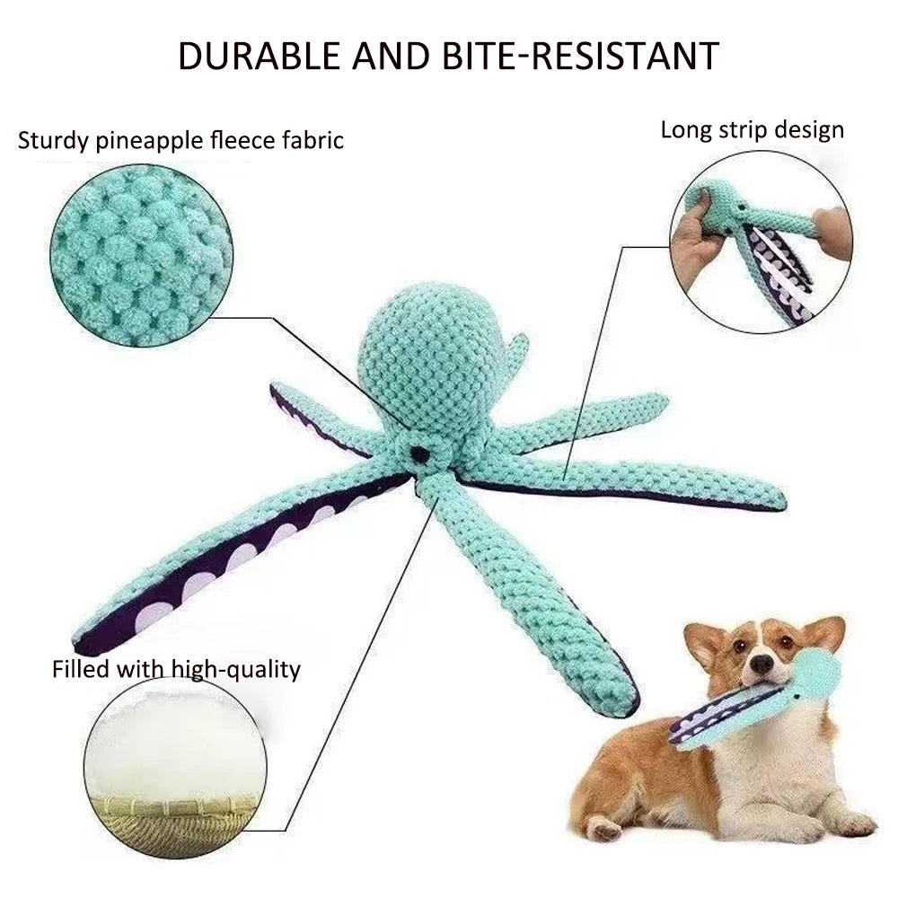 Dog Squeak Toy Teeth Grinding Bite Resistant Octopus Pet Plush Toy Boredom Companion Puppy Toy Dog Toys