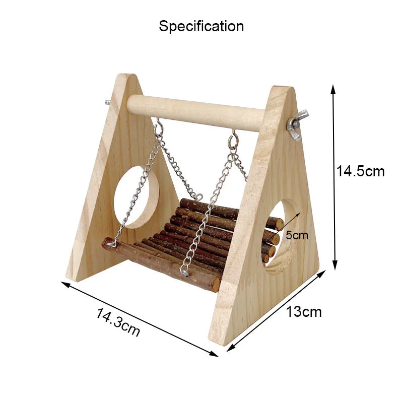 Hamster Wooden Swing Multi-functional Toy for Exercising Playing Teeth Grinding Cage Decoration Toy