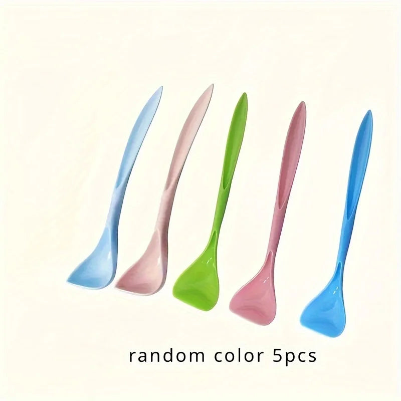 5 pieces of random color pet food spoons, cat feeding spoons, durable pet care supplies