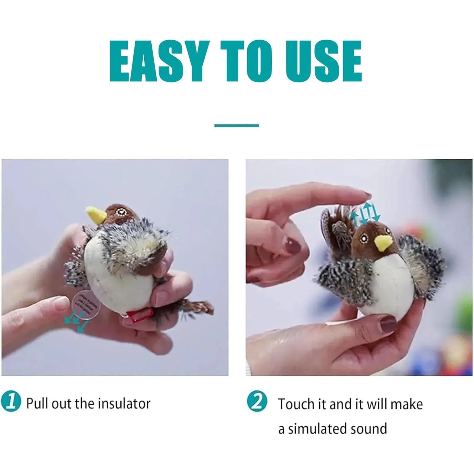 Interactive Cat Toys Flying Bird Cat Toy Flapping Wings Sparrow Toys Vivid Chirping Simulation Bird Interactive Cat Toy
