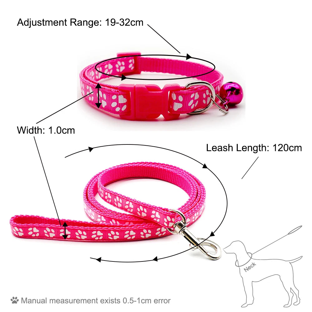 1pc Cute Dog Leash and Collar Set 1.2M for Puppy Cat Traction Rope Dog Collar Harness Durable Walking Pet Supplies Anti-lost